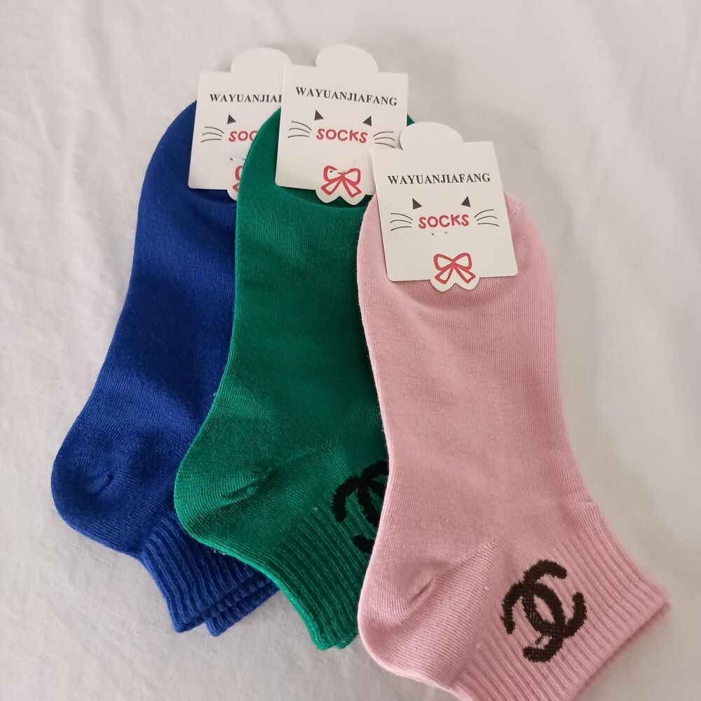 3PC FASHION Women's Multicolor COTTON Socks Preppy Summer - Picture 2 of 6